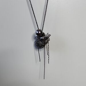 Talbots Black and Silver Necklace with Pearls